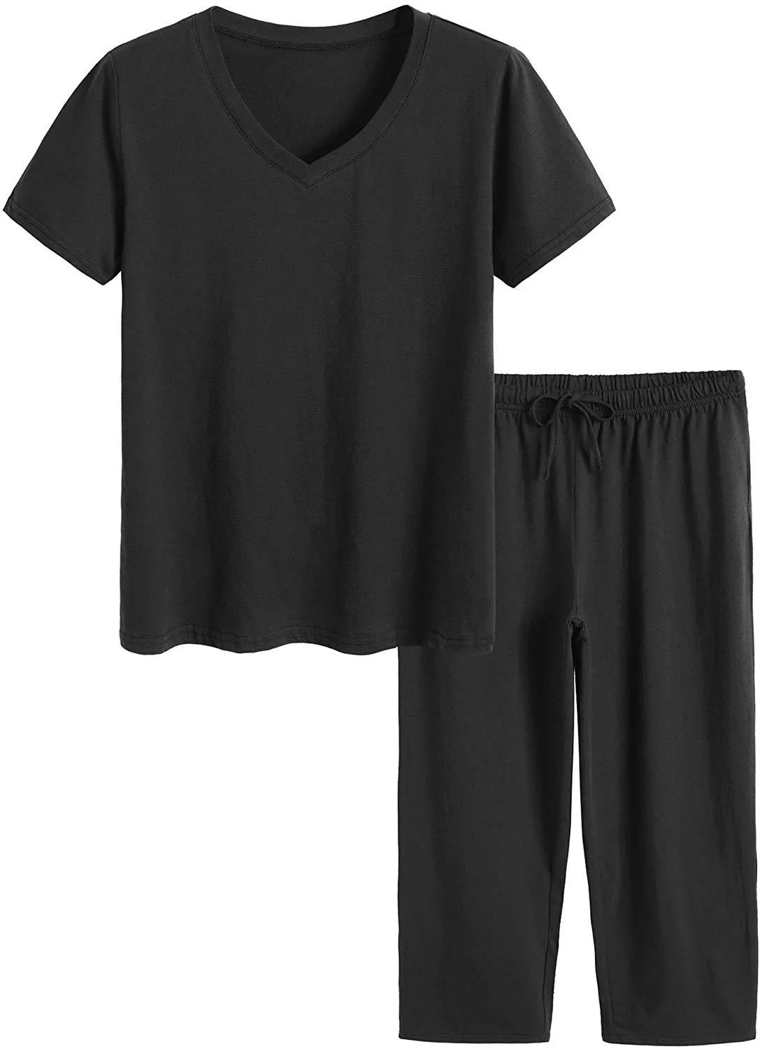 Women's Cotton Pajamas Set Tops and Capri Pants Sleepwear