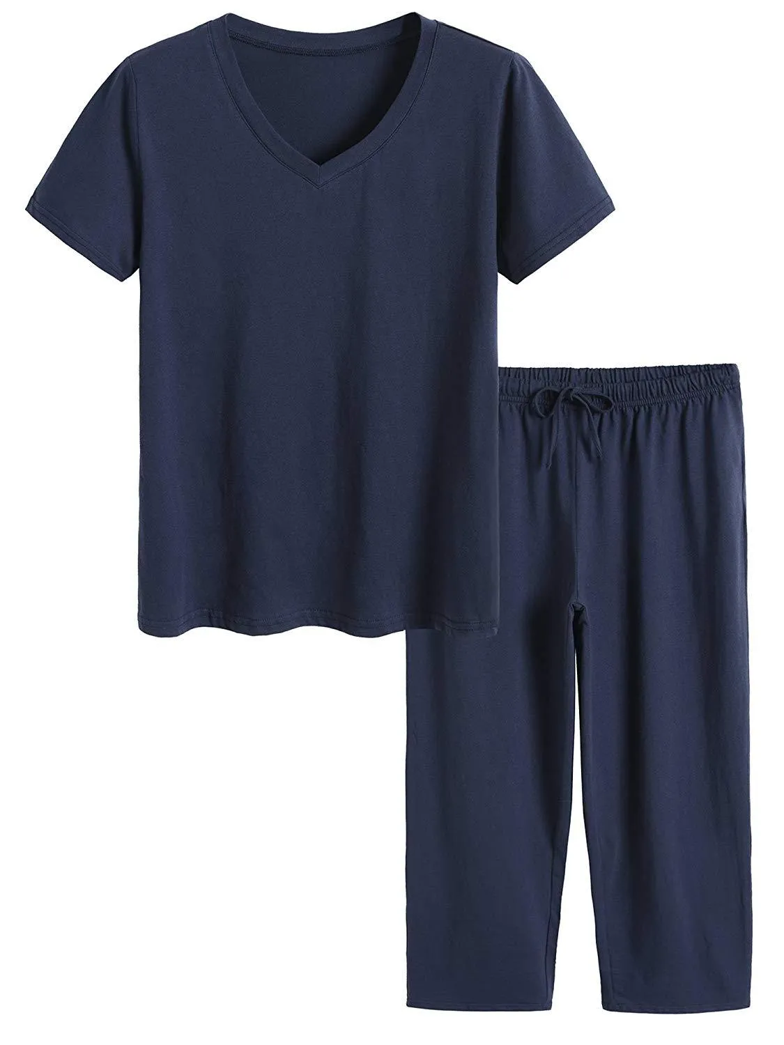 Women's Cotton Pajamas Set Tops and Capri Pants Sleepwear