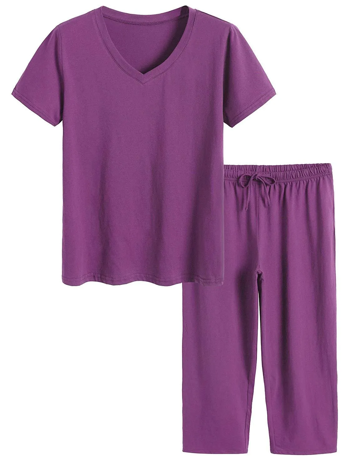 Women's Cotton Pajamas Set Tops and Capri Pants Sleepwear