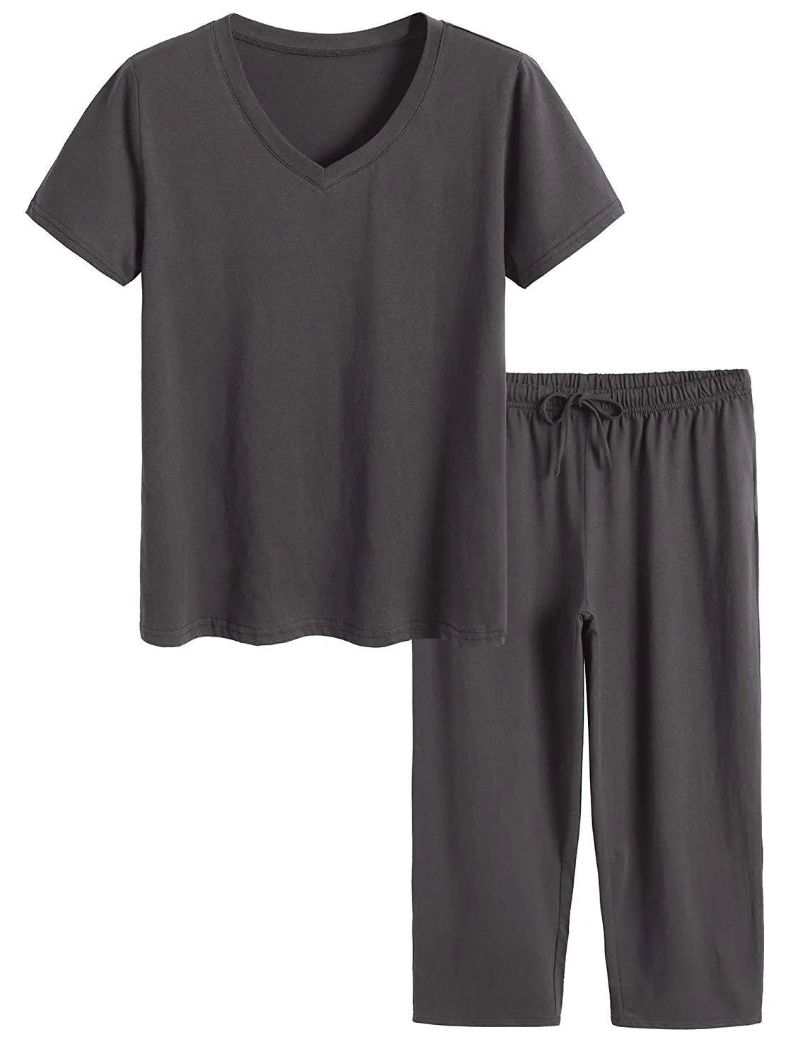 Women's Cotton Pajamas Set Tops and Capri Pants Sleepwear