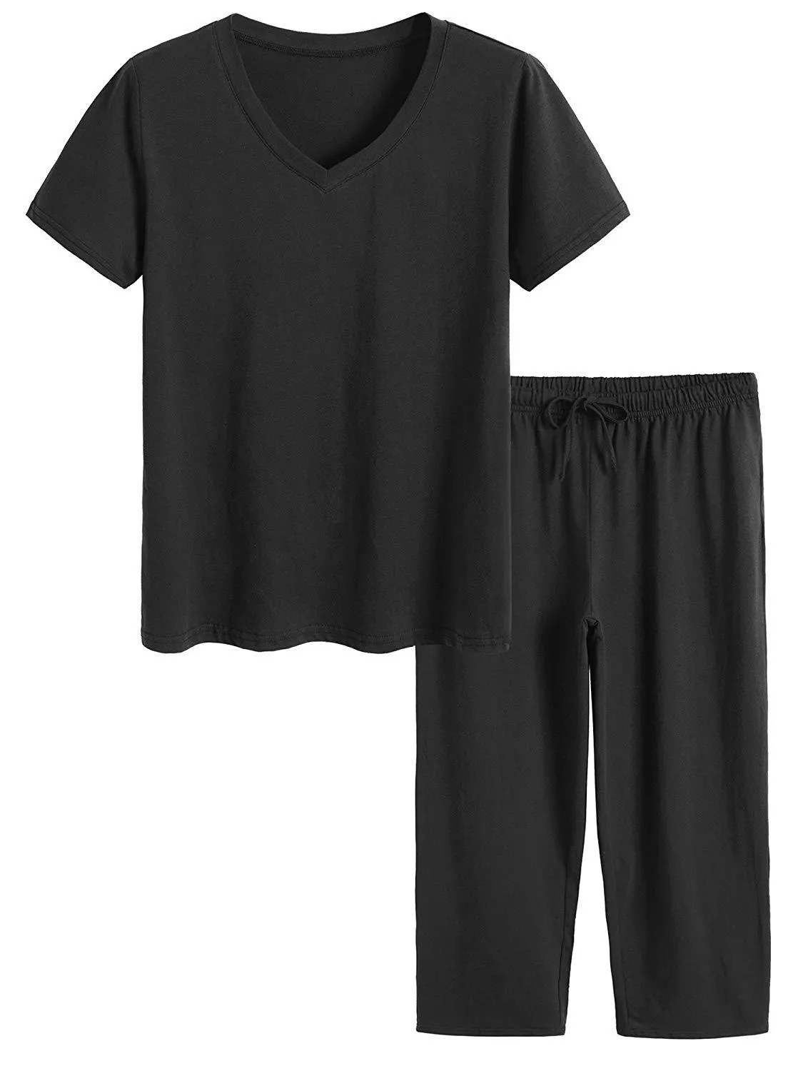 Women's Cotton Pajamas Set Tops and Capri Pants Sleepwear