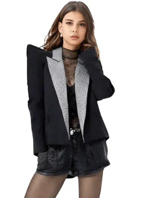 Women's Diamond Peak Shoulder Black Blazer
