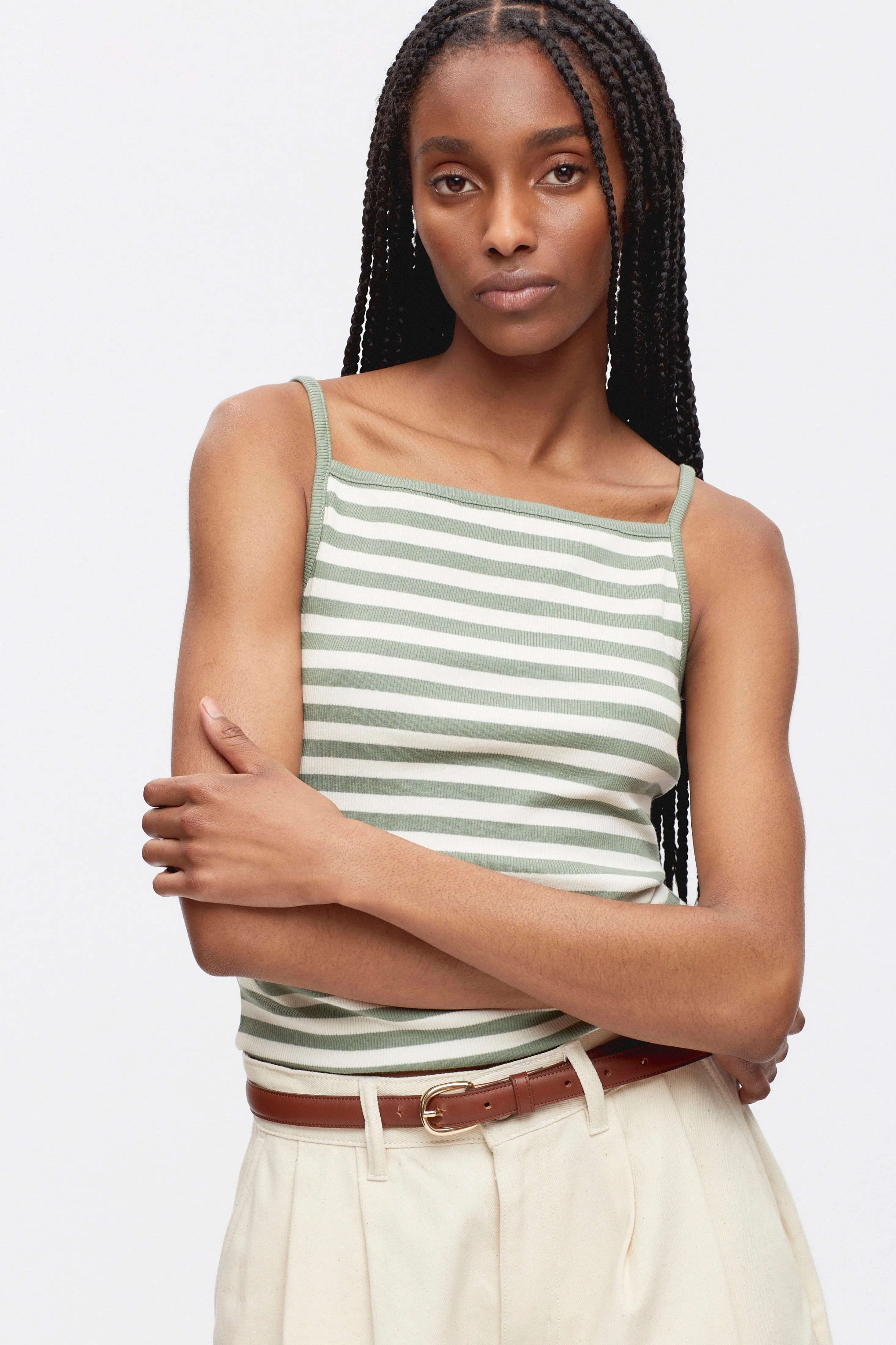 Women's Siwa Tank in Hedge Green/Marshmallow