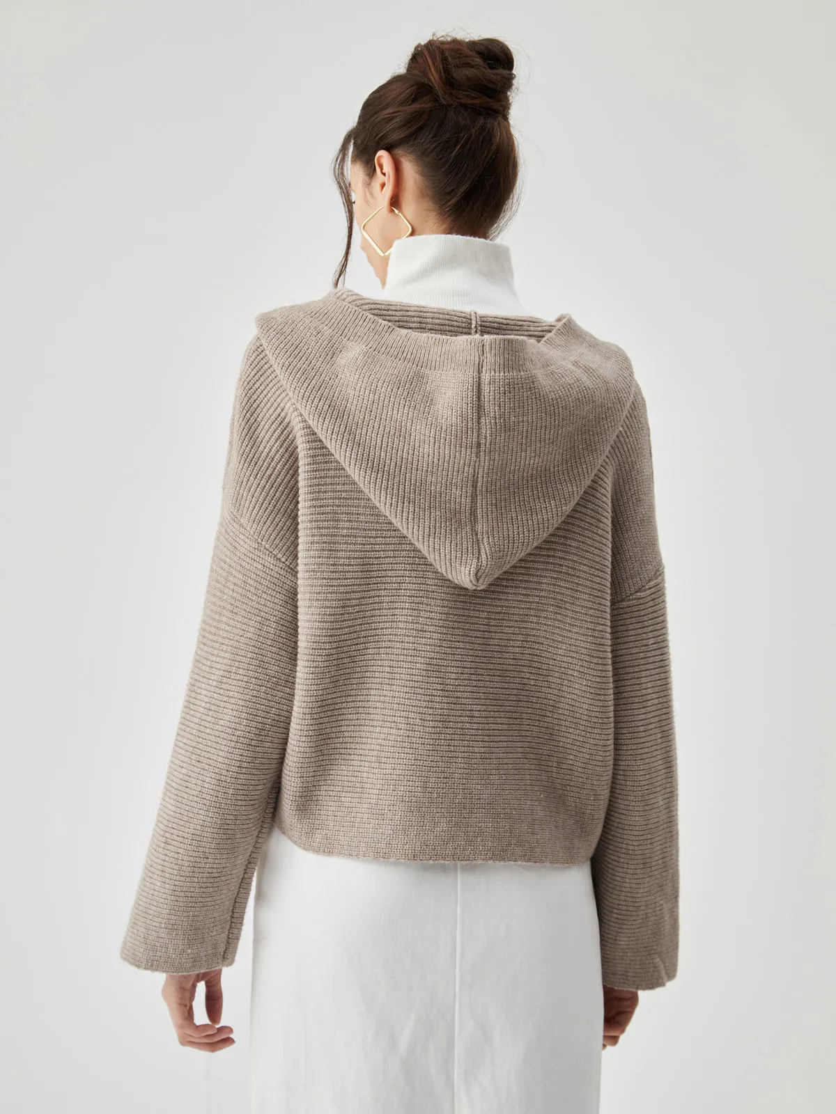 Wrap Tied Graceful Hooded Knit Cardigan