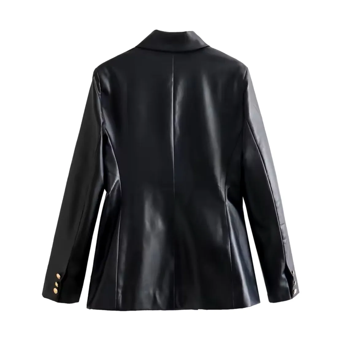 Yesenia Faux Leather Double Breasted Blazer