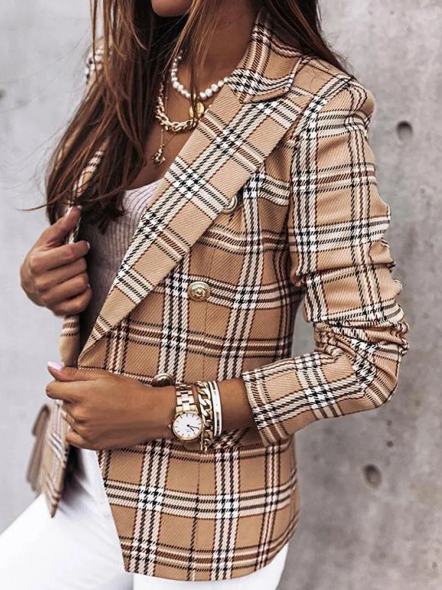 Zeagoo Casual Loose Plaid Blazer