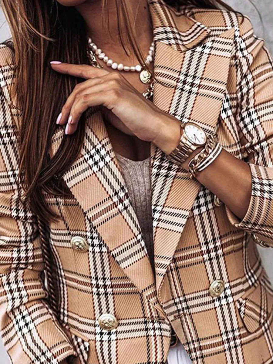 Zeagoo Casual Loose Plaid Blazer