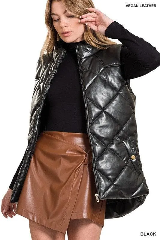 ZENANA Vegan Leather Puffer Vest