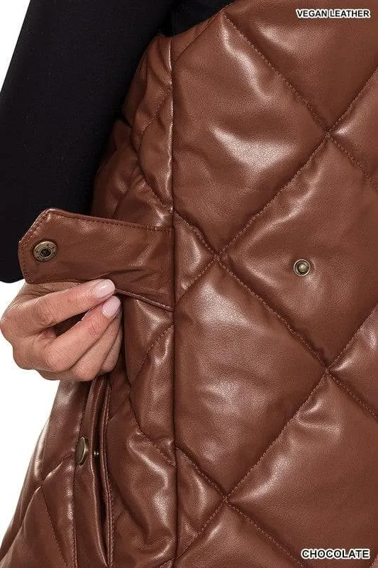 ZENANA Vegan Leather Puffer Vest