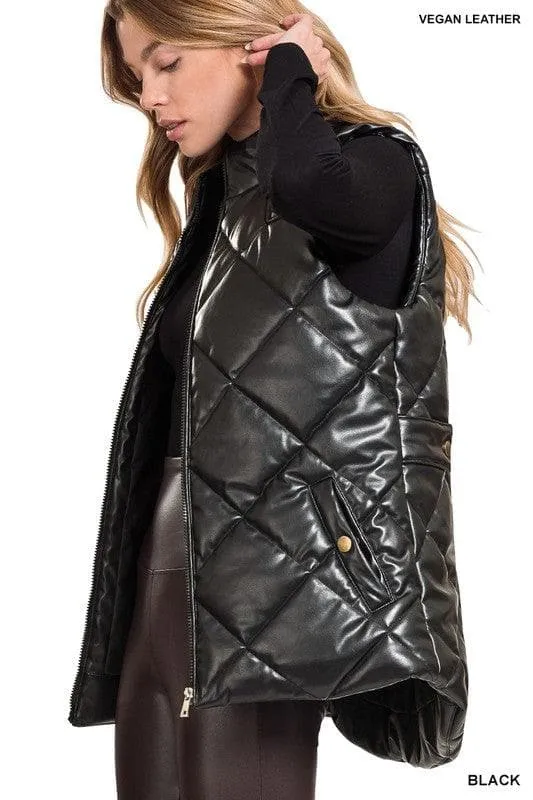 ZENANA Vegan Leather Puffer Vest