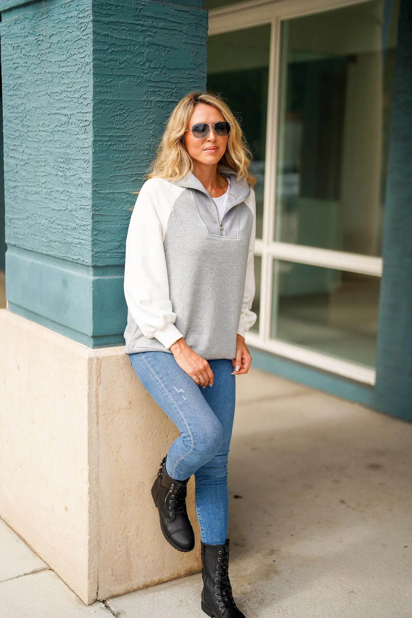 ZESICA Oversized Sweatshirts Half Zip Long Sleeve Pullover Tops