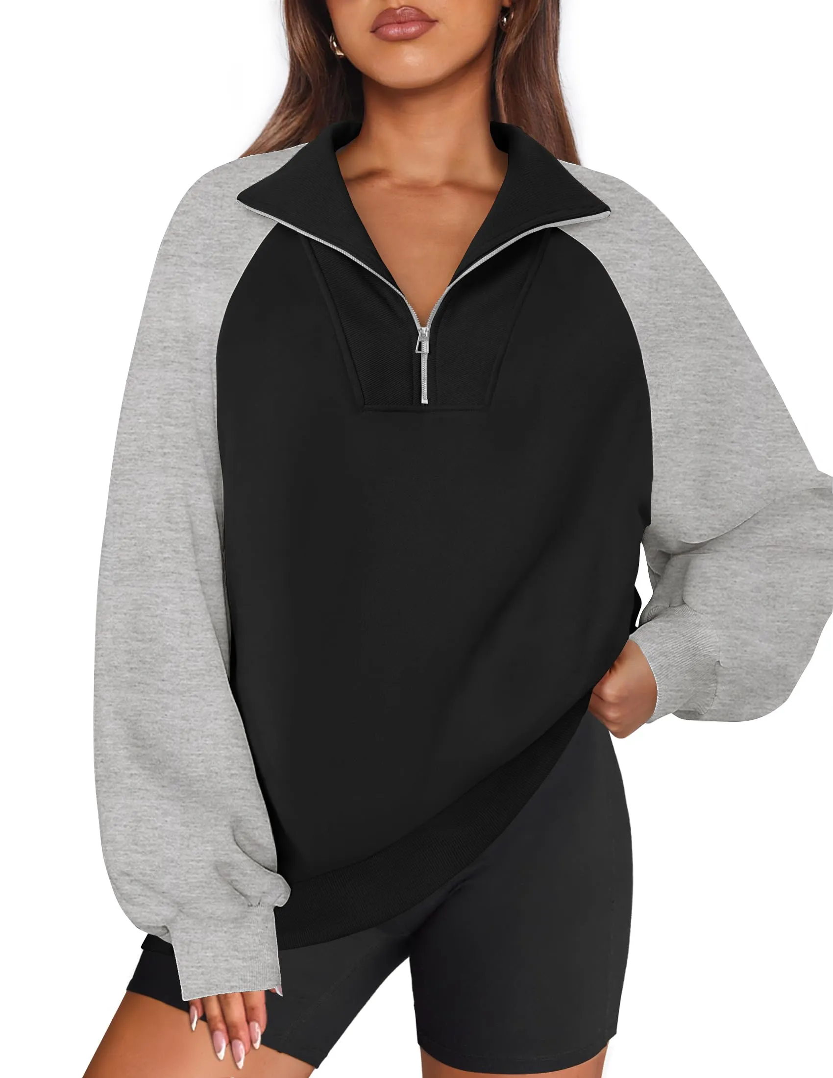 ZESICA Oversized Sweatshirts Half Zip Long Sleeve Pullover Tops