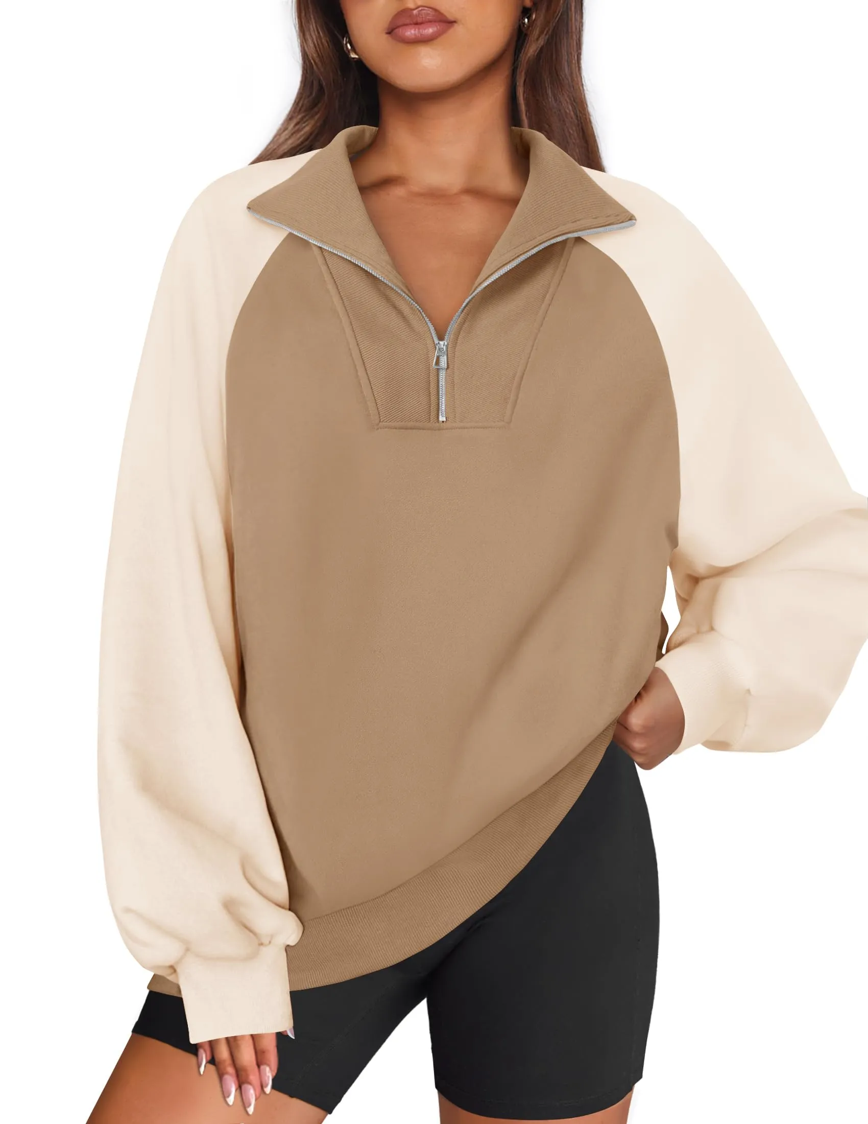 ZESICA Oversized Sweatshirts Half Zip Long Sleeve Pullover Tops