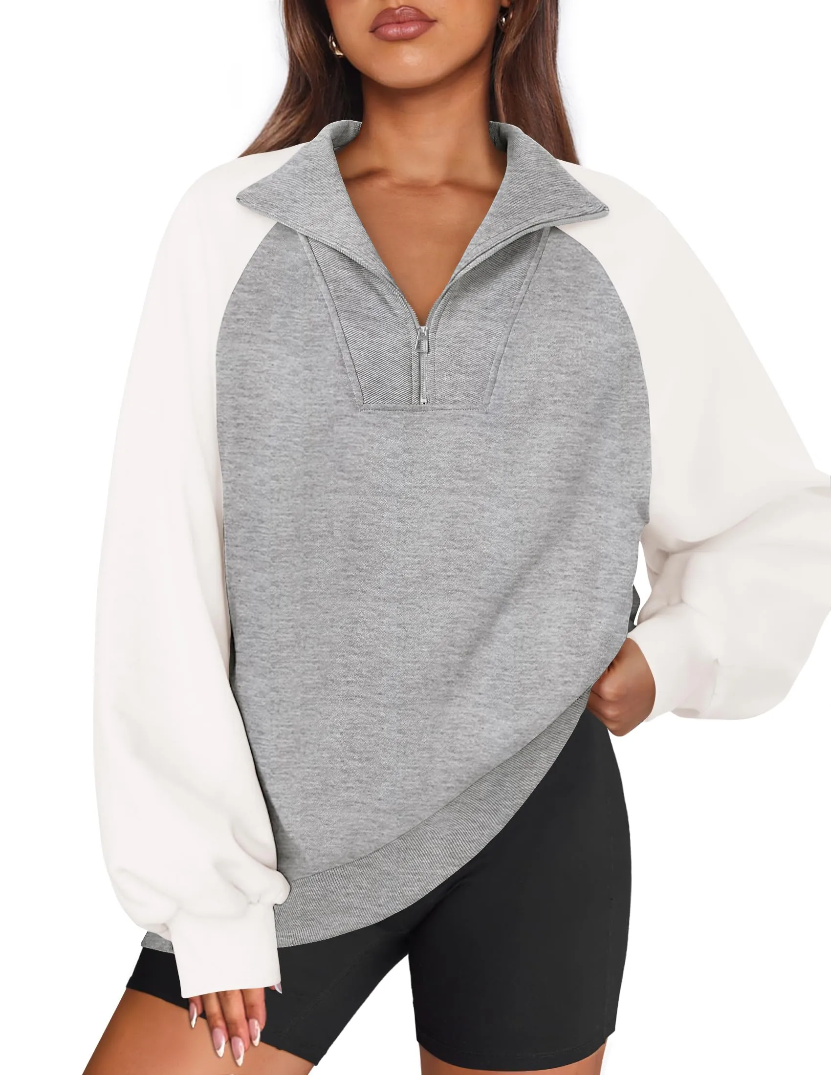 ZESICA Oversized Sweatshirts Half Zip Long Sleeve Pullover Tops