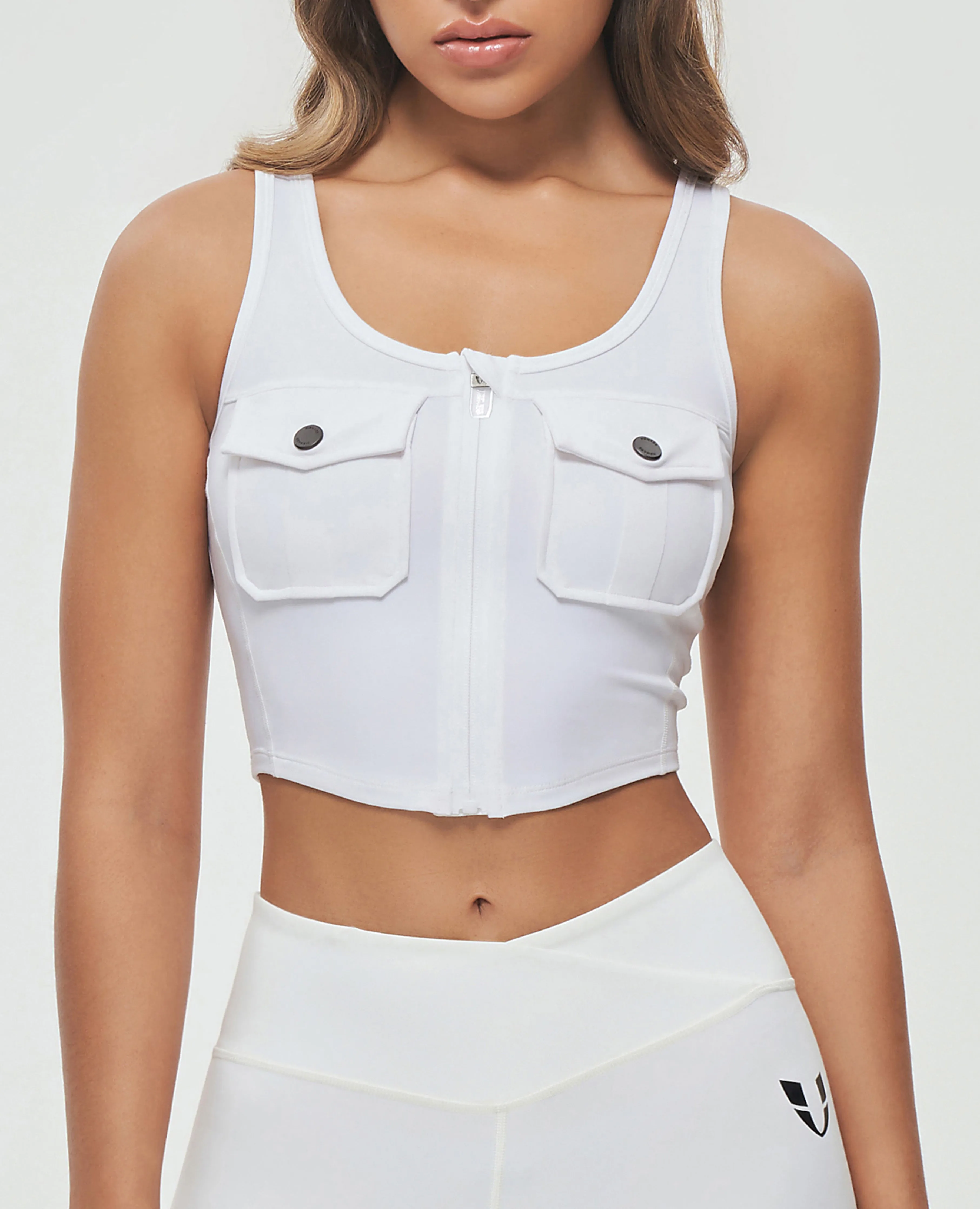 Zip Front Cargo Tank - White
