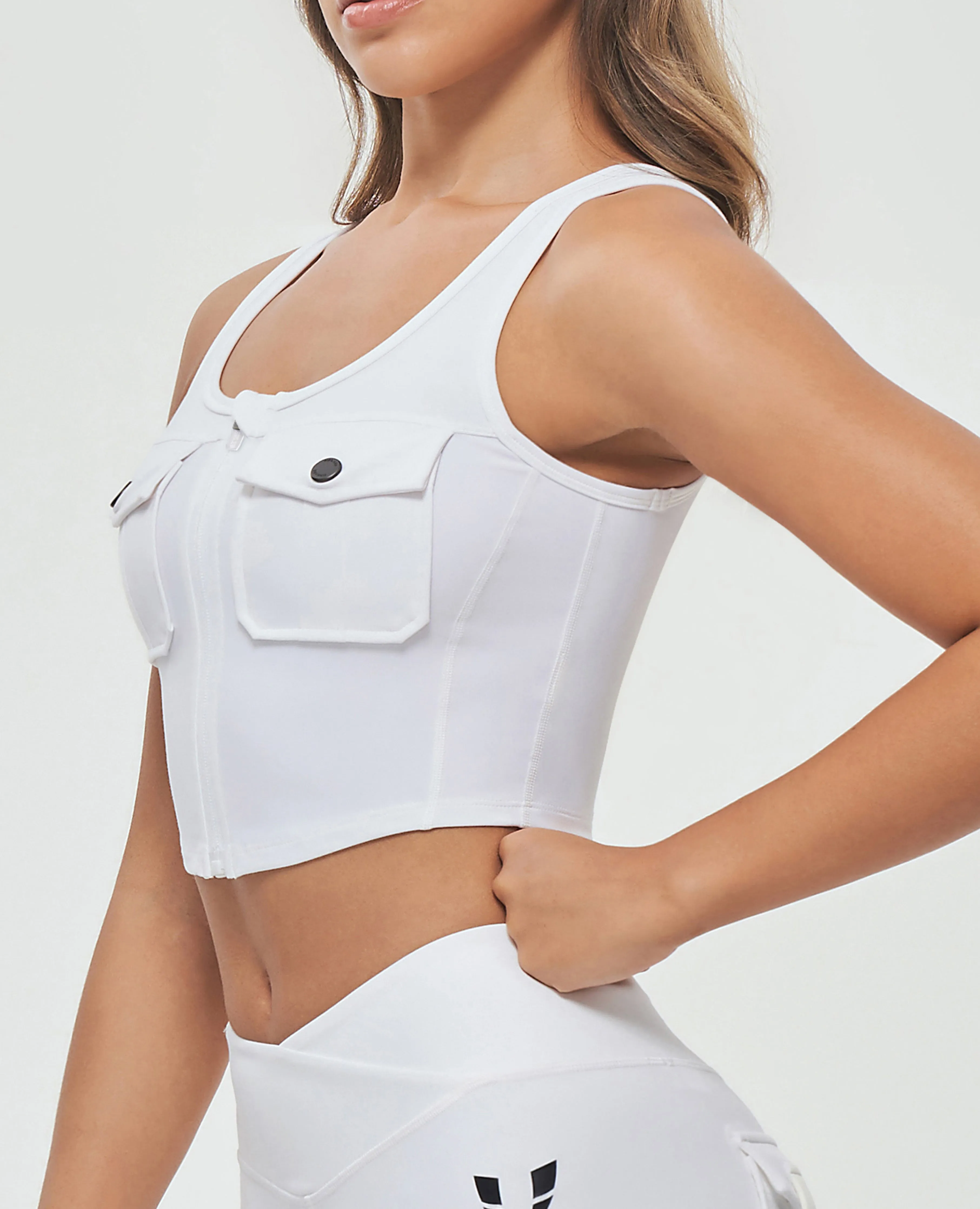Zip Front Cargo Tank - White