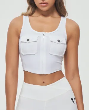 Zip Front Cargo Tank - White