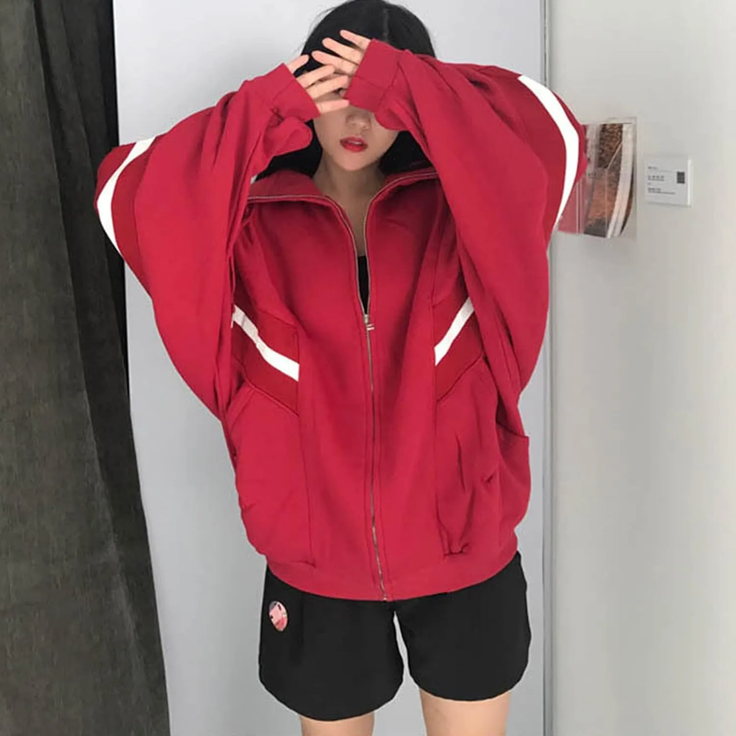 Zip Up Hoodies for Women Plus Size Oversized Aesthetic Cute Y2K Hoodies Teen Girls Trendy Baggy Sweatshirt Emo